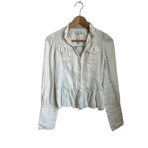 Y2K Louie Linen Cropped Jacket Lightweight Utility Trendy Minimalist Size 4